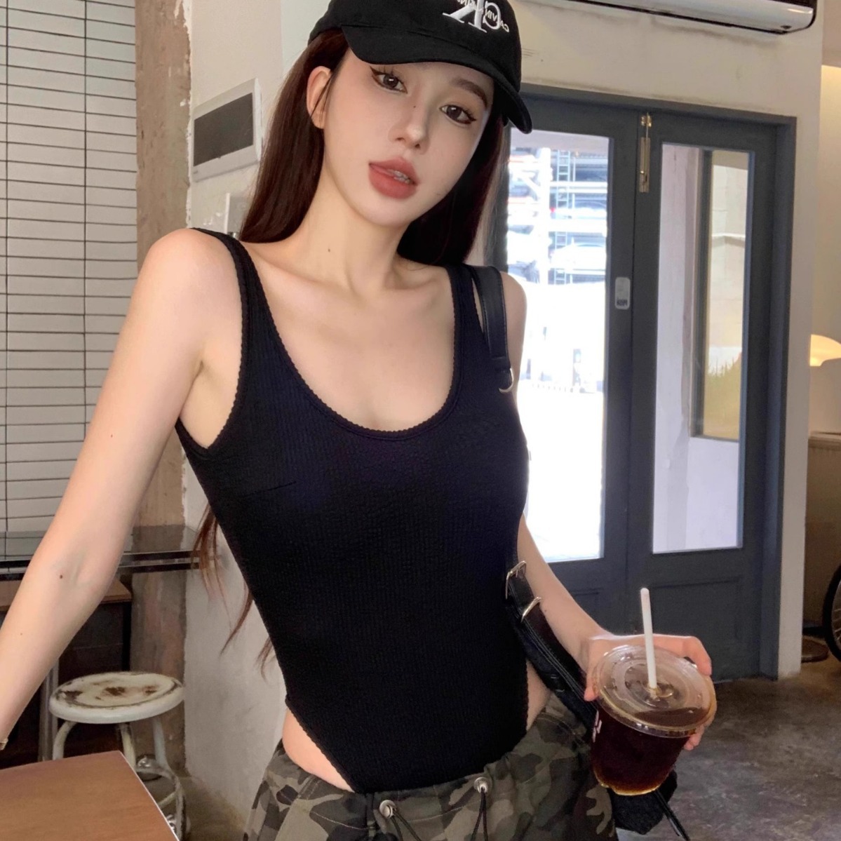 Black Strappy Bodysuit Sexy Ba - Tank Top Ribbed recensie en prijs
