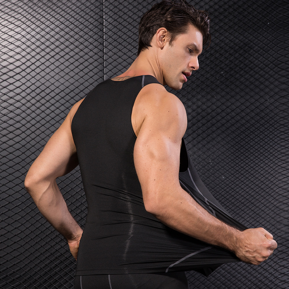 Men Black Sport Skinny Vest Ti - T Shirt Tight Fit recensie en prijs