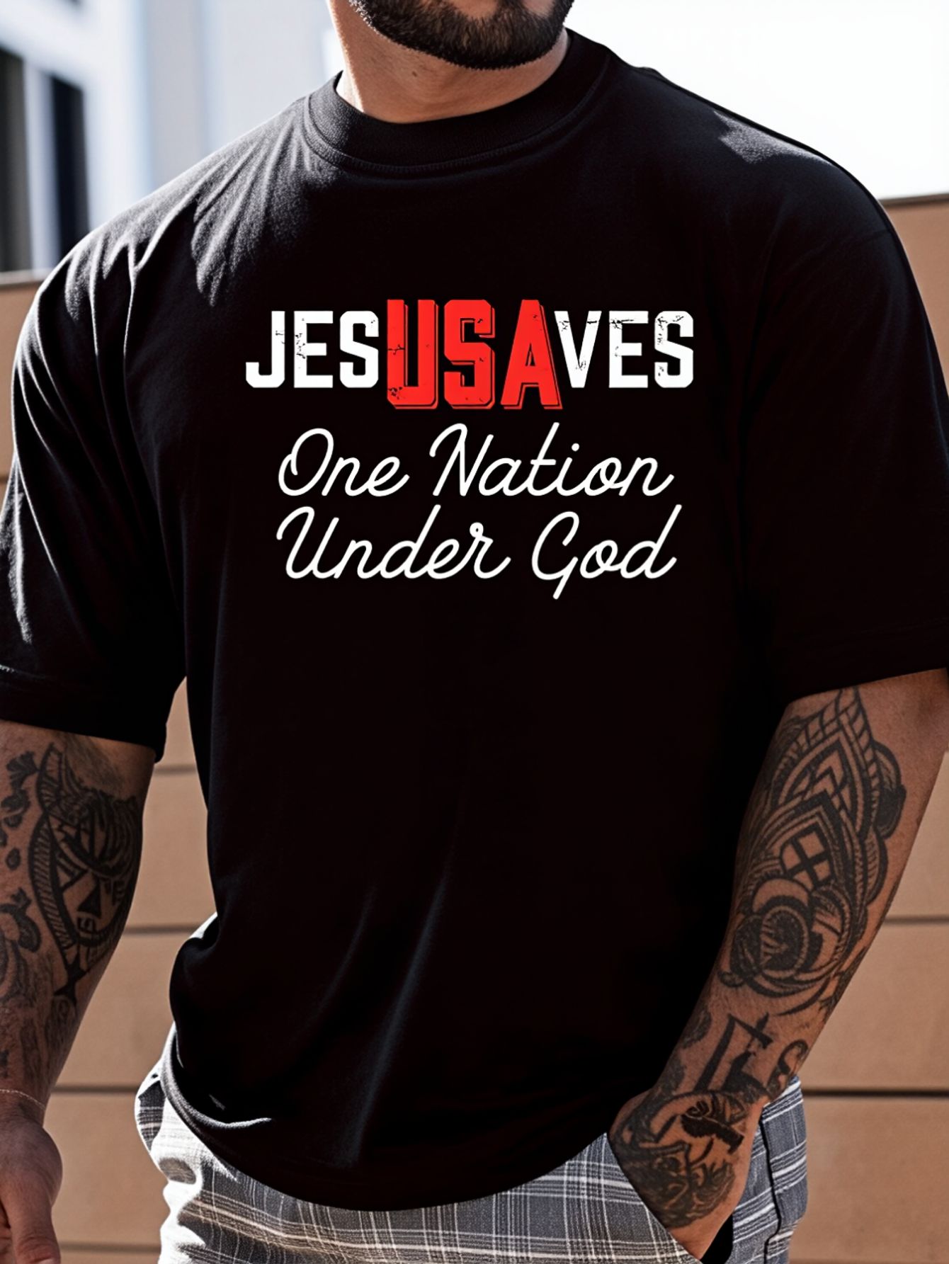 100% Cotton Jesus Saves USA On - Undershirt Crew Neck recensie en prijs