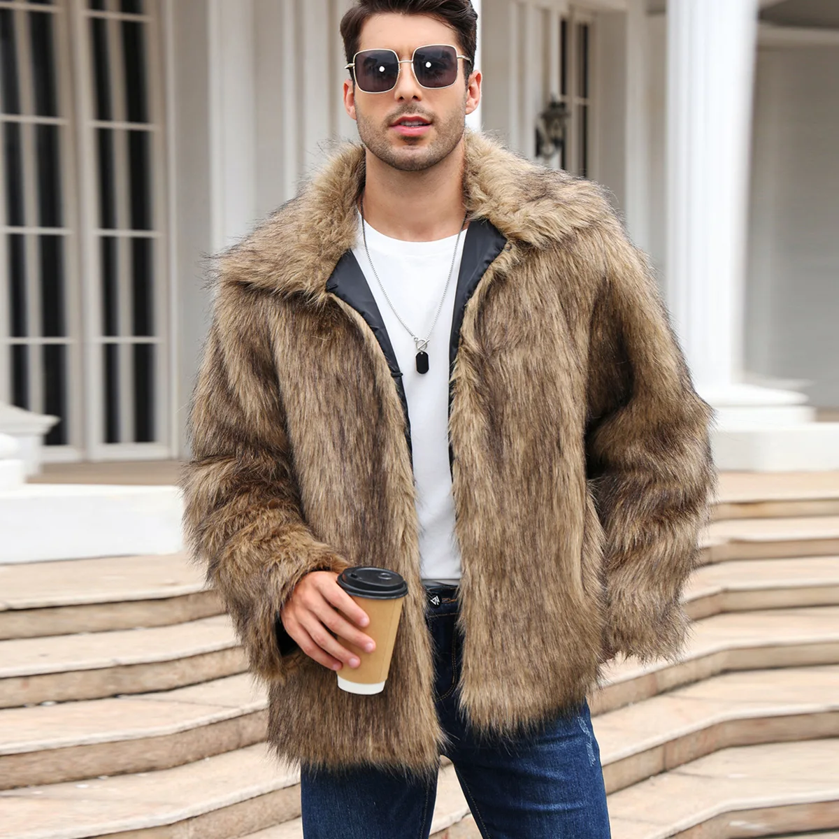 Men Faux Fox Fur Jacket Coat W - Thermal Long John recensie en prijs