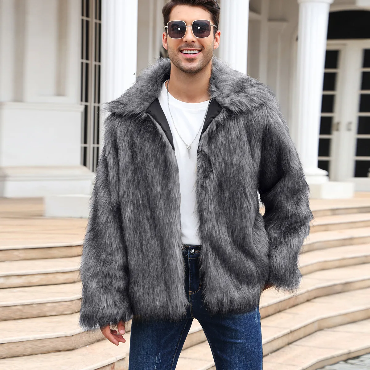 Men Faux Fox Fur Jacket Coat W - Thermal Long John recensie en prijs