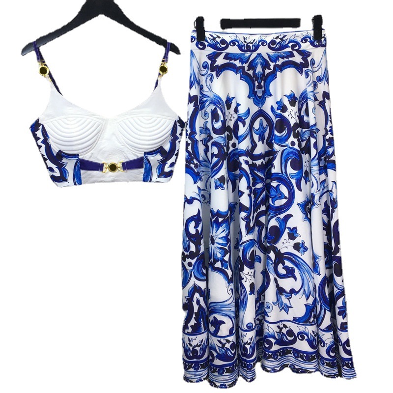 Summer Bohemain Blue And White - Suspender Tank Top recensie en prijs
